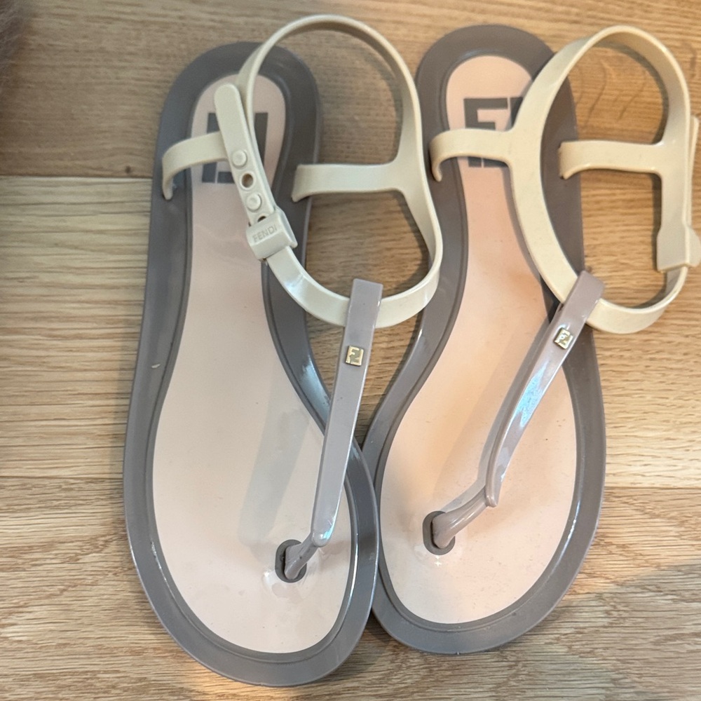 Fendi Women's Beige and Gray Sandals